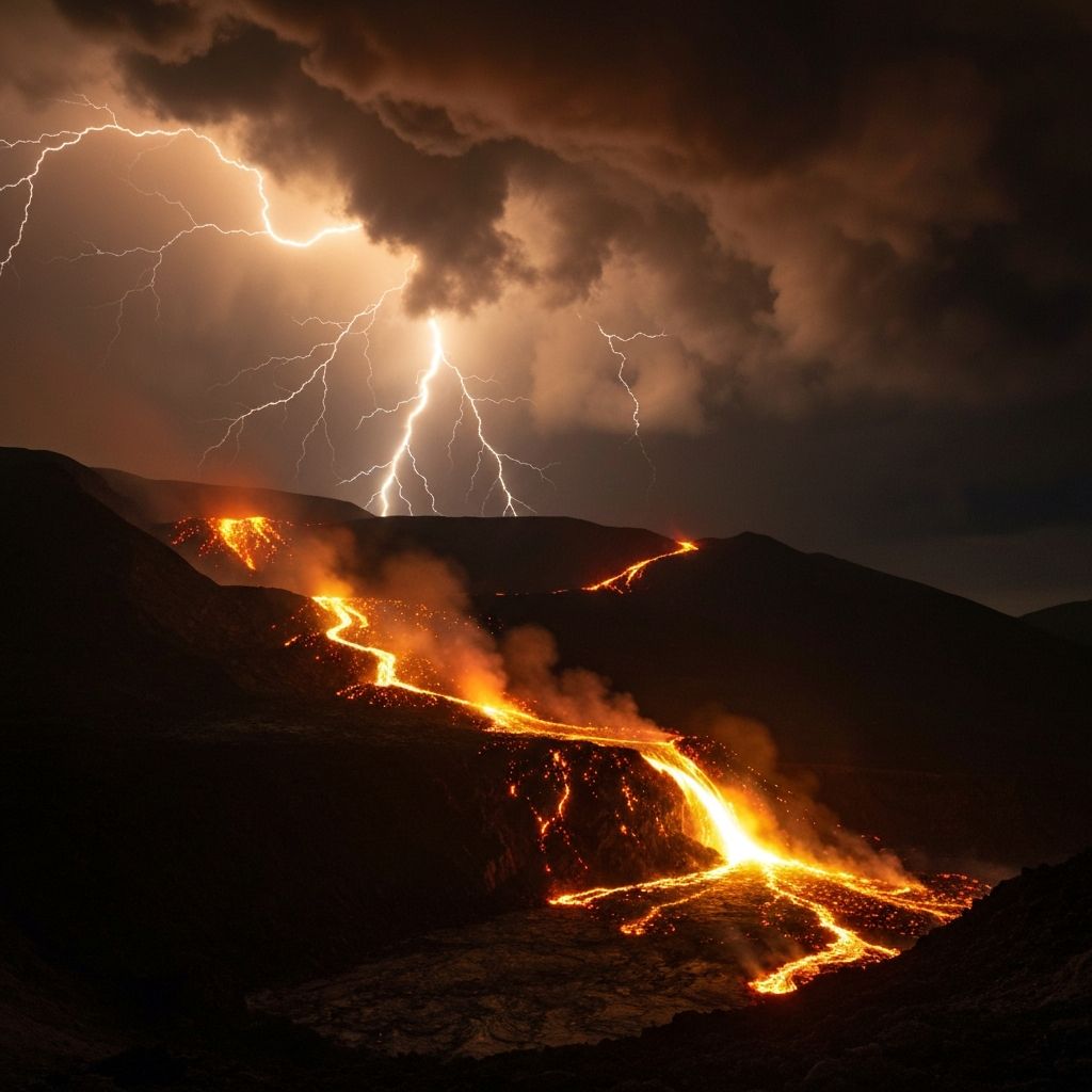 Volcanic eruption representing natural hazards